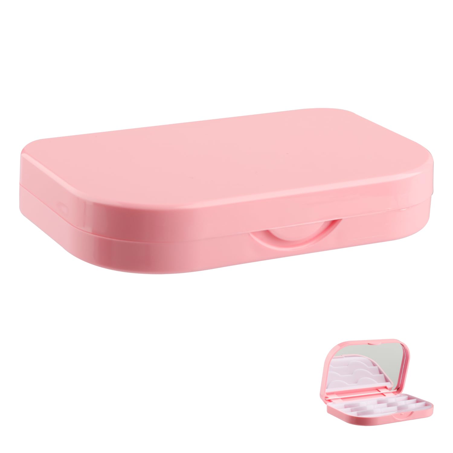 Rumyve Portable Eyelash Case,3 Layers False Eyelash Storage Box,Eyelash Storage Organizer, Eyelash Container Case with Mirror Empty Eyelashes Storage Box for Women