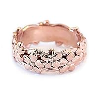 Iumer Women Copper Rose Gold Plum Flower Wedding Engagement Ring Jewelry Gift,10