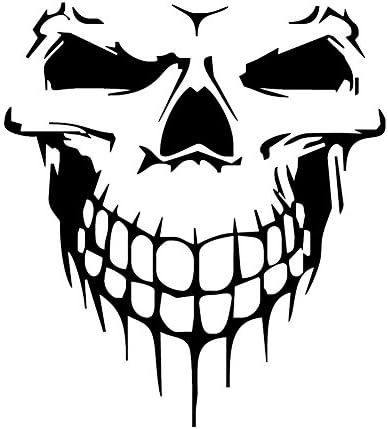 Cool Skull Car Body Stickers Auto Truck Hood Window Reflective Sticker Decoration (L, Black)