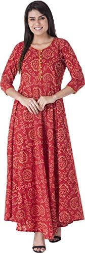 RICHLEY 3/4 sleeves red bandhej printed cotton kurti