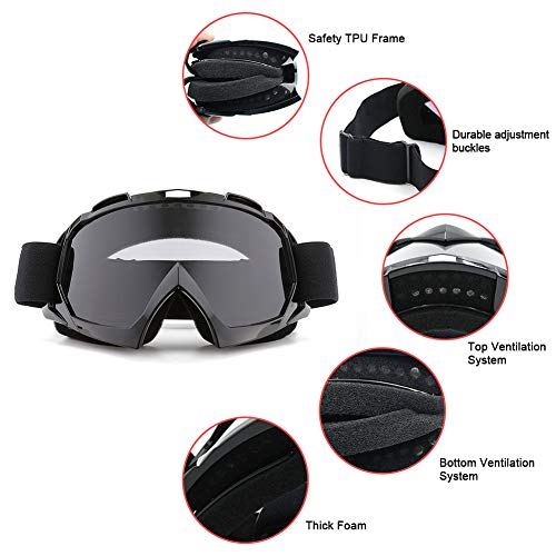 SPOSUNE Motorcycle Goggles, ATV Dirt Bike Off Road Racing MX Riding