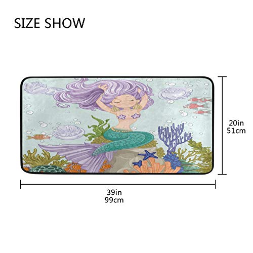 LNAGT Area Rugs Mermaid Coral Area Carpets Soft Non-Slip Runner Rug for Living Room Entryway Kitchen Mat Doormat 3920 inch