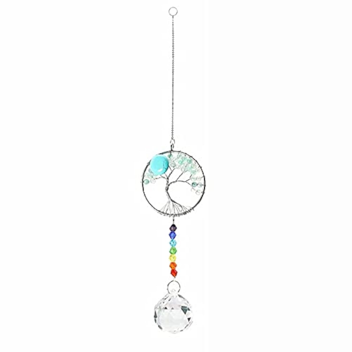 Tiardey Hanging Crystals Rainbow Wind Chime Pendant - Life Tree Crystal Pendant Rainbow for Window, Garden, Home Decoration - Blue