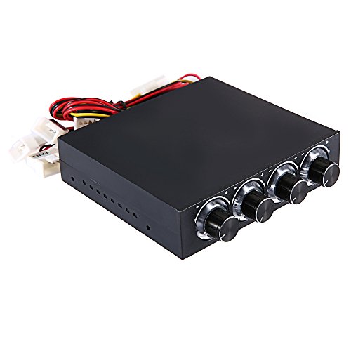 STW 3.5 inch Drive Bay Full Brushed Aluminum 4 Channels Fan Speed Temperature Controller with Blue Light - Thumbnail 3