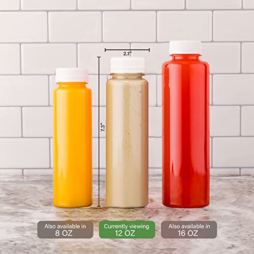 12 Ounce Juice Bottles, 100 BPA Free Empty Plastic Bottles Recyclable