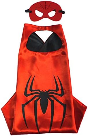 Yellowz Kids Satin Superhero Spiderman Cape and Mask Costume (Red)