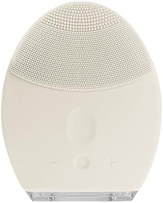 Electric Facial Cleansing Brush Adjustable Vibration Intensity Silicone Face Scrubber Waterproof Facial Cleansing Machine (Gray)