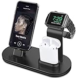 OLEBR 3 in 1 Charging Stand Compatible with iWatch Series 5/4/3/2/1, AirPods and iPhone Xs/X Max/XR/X/8/8Plus/7/7 Plus /6S /6S Plus(Original Charger & Cables Required) Black