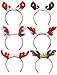 Christmas Reindeer Headbands,Aniwon 6PCS Xmas Headband Hairbands Headwear with Cute Elk Antlers for Kids Adults Christmas Party Supplies