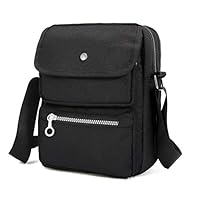 Crossbody Bag for Women, JOSEKO Multi-Pocketed Nylon Shoulder Bag Purse Travel Passport Bag Messenger Bag Black 7.87