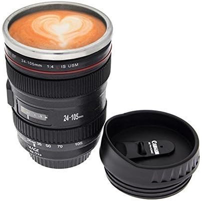 VOTEX MART Camera Lens Shaped Coffee Mug with Lid, 350 ml, Black/Emulation Camera Mug Cup Beer Cup Wine Cup Without Lid Black Plastic Cup&Caniam