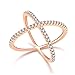 SOMEN TUNGSTEN 925 Sterling Silver Criss Cross Rings Rose Gold CZ Eternity Engagement Wedding Band Size 9
