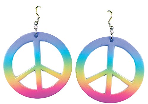 Forum Novelties - Womens Hippie Peace Sign Rainbow Tie Dye Earrings Costume