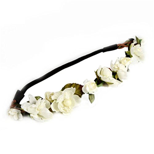 Trenton Rose Flower Garland Crown Wedding Hair Wreath Boho Floral Headband - Thumbnail 4