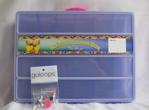 PERFECT Rainbow Loom Organizer Box with NAME TAG --Fits 2 Looms, Hooks Thousands Of Rubber Bands and Accessories (Grape-Purple) BONUS: 3 GOLOOP CHARMS!!
