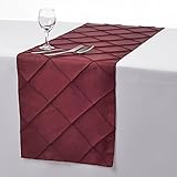 Remedios 12x108 Inch Pintuck Taffeta Table Runner Wedding Decoration Burgundy