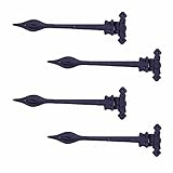 Black Wrought Iron Strap Hinges Spear Tip Rustproof Finish Classic Antique Style Set Of 4