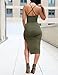 Ninimour Women's Solid Sleeveless Spaghetti Strap Side Slit Bodycon Dress, Small, Army Green