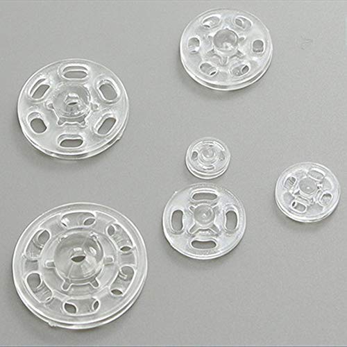 CGMJ 100 Sets 0.51" Clear Plastic Sew on Snap Fastener Button Press Button for Sewing DIY Craft