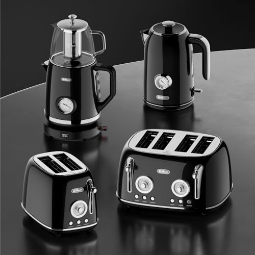 Feller Germany, Retro Style 1.7L Kettle with Thermometer, 2200 W, Stainless Steel Body, STRIX Controller, Dry Boil & Automatic Switch-Off, Ek200, 2Y Guarantee-UAE Version (Stainless Steel)
