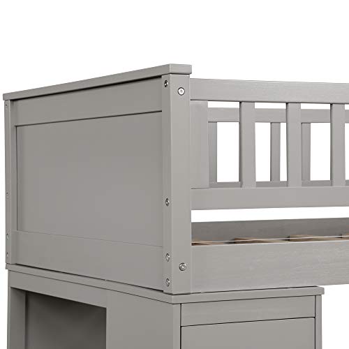 image for WeYoung Twin-Over-Twin Bunk Bed for Kids, Loft System & Twin Bed Set w