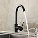 OWOFAN Modern Single Handle Kitchen Bar/Prep Sink Faucet Hot and Cold Water, Brass Black WF-7114R