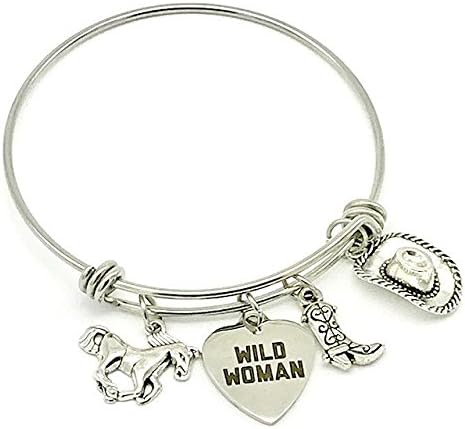 Wild Woman Horse Cowgirl Bangle Bracelet