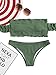 SweatyRocks Women's Sexy Bikini Set Solid Color Off Shoulder Bandeau Two Piece Swimsuit Green S