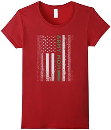Womens Distress Proud United States Army Mom Flag Soldier T-shirts Medium Cranberry