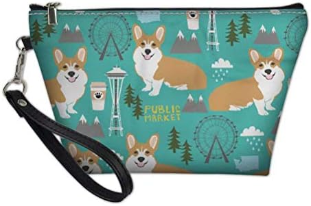 Women Travel Cosmetic Organizer Makeup Pouch Portable Case Corgi Ferris Wheel Printing Travel Necessary