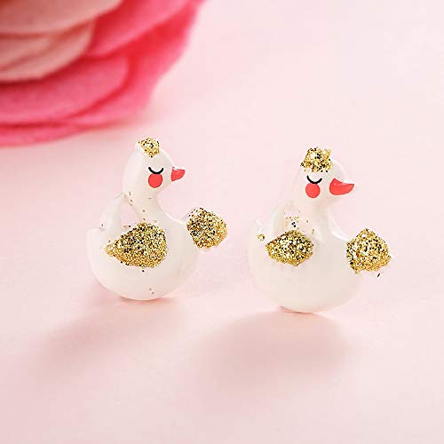 PinkSheep Earrings Set for Little Girls, Kids Stud Earring 12 Pair, Unicorn Flower Star Earrings - Thumbnail 3