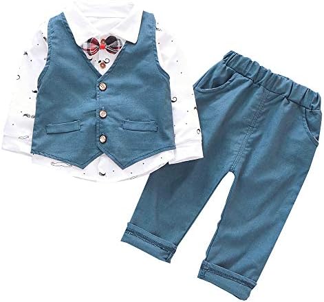 Baby Boy Girl Clothes 3Pcs/Set Bow Ties Shirts + Vest + Pants Gentleman Outfit Suits for Kids