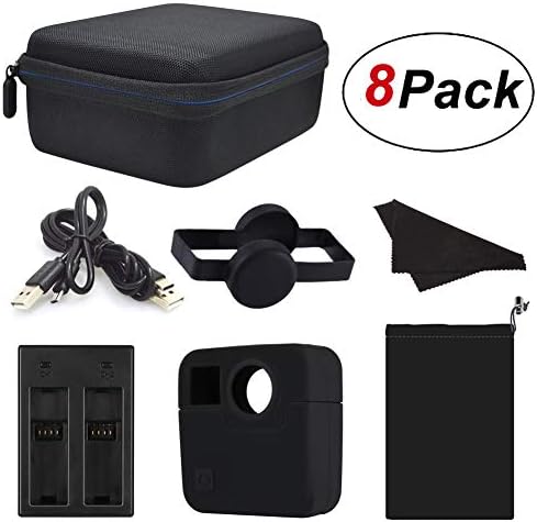 Carrying Case for GoPro Fusion Storage Case Including Accessories - Silicone Cover/Lens Cap/Battery Charger/USB Cables/Storage Bag/Clean Cloth - 8 Pack