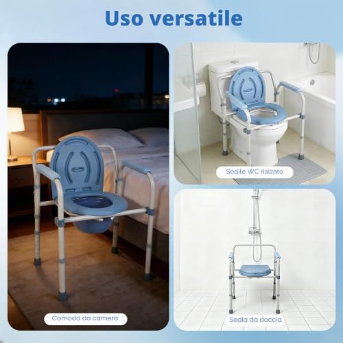 Elderly Portable Elderly Portable Adult Toilet Chair 5 Adjustable Heights, Portable Adult Toilet, Elderly Toilet Chair with Bucket/with Armrests for Pregnant Women with Disabilities (250 kg)