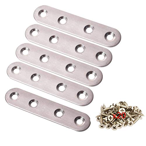 SamIdea 5-Pack 127x20x3mm SUS-304 Corner Brace Straight Support Shelf Brackets,4 Install Holes,with 20PCS Stainless Steel Screws - Thumbnail 6