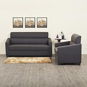 Home Centre Helios Lazio Polyester Textured 3+2 Seater Sofa Set-Grey