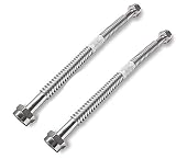 2 Pack Heavy Duty Durable Stainless Steel Corrugated Water Flex Connector with Extra Thick Washers for Water Heater and Water Softener (18x1 FIP)