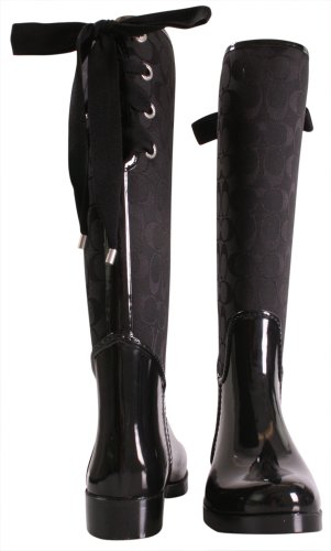 coach rain boots with tie in back