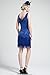 BABEYOND Women's Flapper Dresses 1920s V Neck Beaded Fringed Great Gatsby Dress Blue