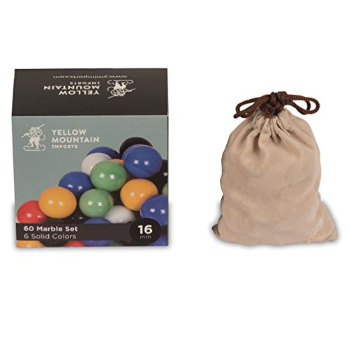 Marbles for Chinese Checkers, Set of 60, 6 Colors, 10 Marbles for Each Color, Includes Velvet Drawstring Pouch