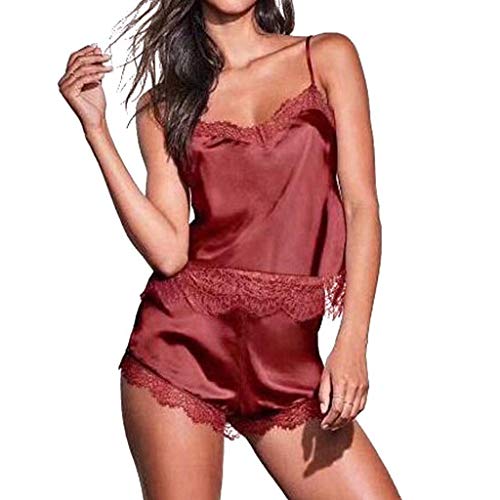 OrchidAmor Women Sexy Sexy Satin Silk Sleepwear Babydoll Lingerie Nightwear Teddies Pajamas Suit Sleepwear & Robes Sets