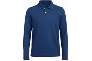 INGEAR Boys Golf Polo Long Short Sleeve Shirts Performance Active Wear Polo for Tennis Boys School Uniform Shirts