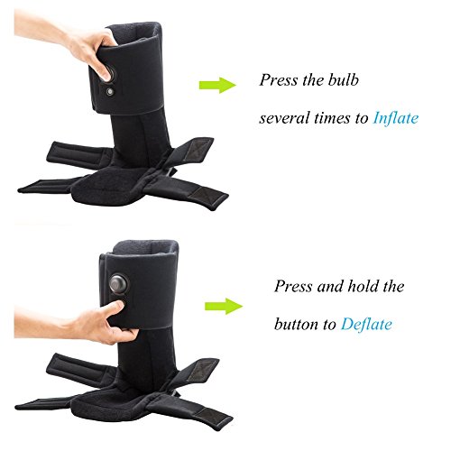 Plantar Fasciitis Night Splint, Adjustable Soft Medical Pneumatic Brace Boot for Pain Relief Black Large