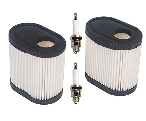 HIFROM 2 Set Air Filter With Spark Plug Fit for Tecumseh LEV100 LEV115 LEV120 OVRM65 with 5.5 HP Engines Replace 36905 740083A