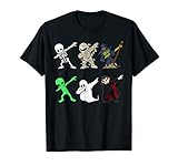 Dabbing Skeleton And Monsters Halloween Dracula T-Shirt