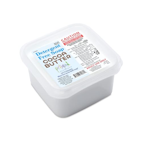 PRIMAL ELEMENTS DETERGENT FREE COCOA BUTTER SOAP BASE – MOISTURIZING MELT AND POUR GLYCERIN SOAPBASE FOR CRAFTING AND SOAP MAKING, VEGAN, CRUELTY FREE, EASY TO CUT – 2 POUND
