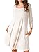 JollieLovin Women's Casual Swing 3/4 Sleeve Pockets T-shirt Loose Dress (Beige, 1X)