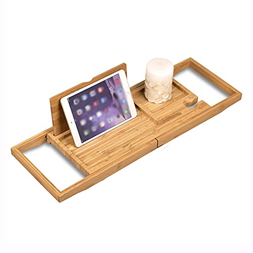 家庭用品 Vassoio per Vasca da Bagno, Scaffale da Bagno Estensibile in bambù con Porta Libri E Portacandele, Scomparto per Bicchiere da Vino, Regalo per I Propri Cari
