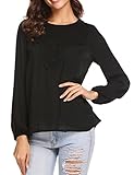 ELOVER Womens Lace Tops Shirt Loose Long Sleeve Blouse
