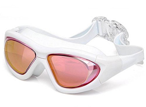 Qishiâ€™s Big Frame Anti-water Anti-fog Anti Uv Swimming Goggles for Adult (white)